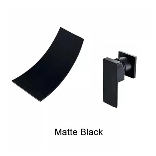 Robinet de lavabo haut de gamme style cascade mural finition noire et chrome - 3