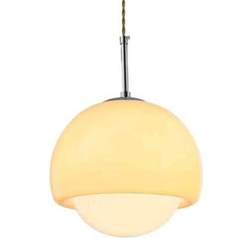 Transmission haute pendante en verre français : luminaire rétro d'exception E14
