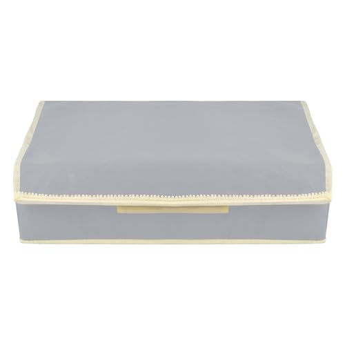 Image of Kuber Industries Undergarment Organizer | Cloth Organizer | Storage Box for Bra-Panty-Socks-Ties | Drawer Divider for Scarves-Socks | Cream Patti | Gray