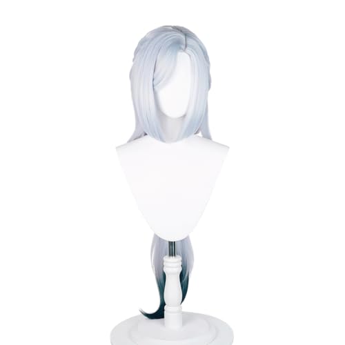 Silver White Long Straight FrostFlower Dew Cosplay Wig Heat Resistan Synthetic Fiber Hairs for Uniex Adult Halloween Cos Anime Party Replacement Wigs