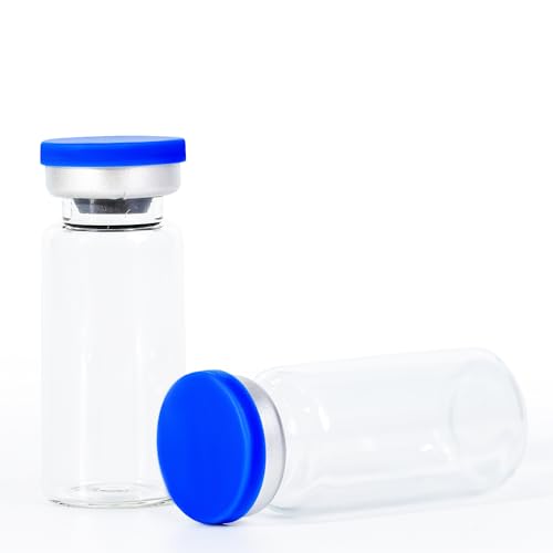 COTOM Lot de 50 flacons d'échantillons stériles de 10 ml (avec bouchon et caoutchouc), en verre scellés en laboratoire