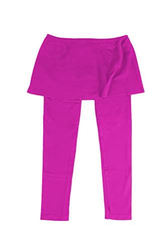 Kurve Girl’s Stretch Capri Skirt Leggings – Kids Seamless Dance Gymnastic Active Pants UV Protective Fabric UPF 50+ Made in USA KLG007 Neon Fuschia S/M2