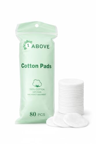 80-Pack Round Cotton Wool Pads – 100% Pure Cotton, Soft & Gentle Facial Pads for Daily Cleansing, Makeup Removal & Skincare – Suitable for All Skin Types