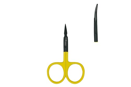 Tijeras de flecha para atar moscas de 3.5 pulgadas, color amarillo, curvadas