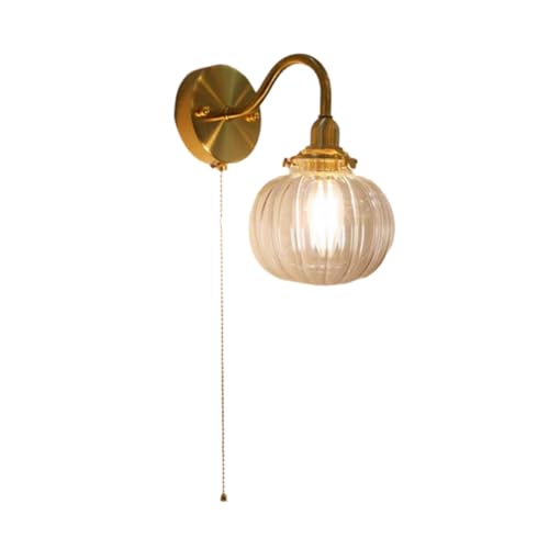 Harewtwy Aplique de Pared Moderno de Mediados de Siglo con Interruptor, Atenuación de 3 Colores, 220 V, Lámpara de Pared de Vidrio Transparente con Forma de Globo.