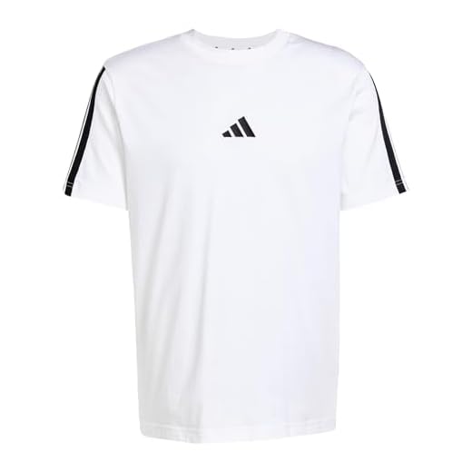 Camiseta Adidas Masculina Malha Simples Essentials Três Listras White/black Jw1952 Gg