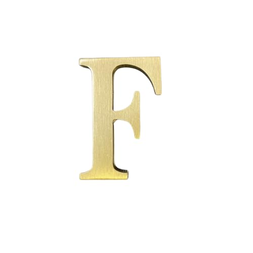 1.77 Inch Height Self Adhesive Solid Brass English Letters 4.5CM Wall sticker Gold Mail Box Numbers House Address Numbers Shop Studio Name DIY Combination For Wall Home Decor Hardware (Letter F)