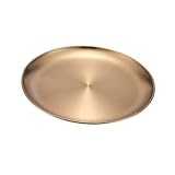 Healifty Plato para Servir Alimentos de Acero Inoxidable Dorado Resistente la Corrosión para Hogar Restaurante Reuniones y Catering