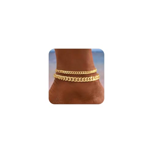 Image of Ankle Bracelets for Women Waterproof 14K Gold /Silver Plated Chain Anklets