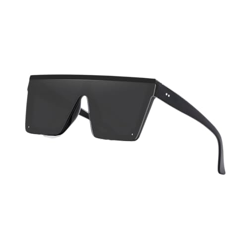 Image of ZARCHE Oversized Square Sunglasses Large Lens Shades Fashion Sun Glasses Women Men (Black)