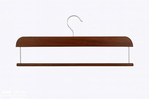 Image of BLOOMAX 16 Inch Hardwood Pants Trouser Hanger - Walnut Polished Finish | 360 Swivel Hook | Premium Rectangular Wooden Slack Hangers (Pack of 6)