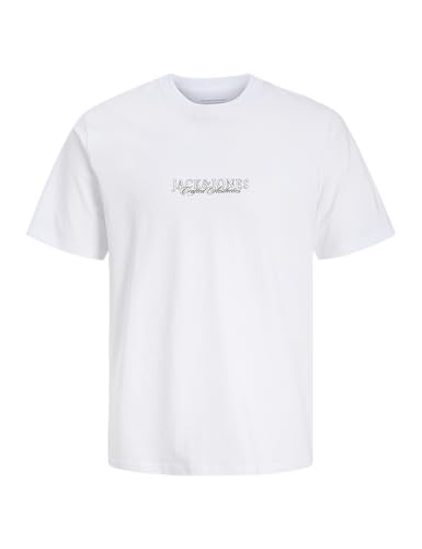 JACK & JONES Jorbleecker Minimal Tee SS Crew Neck, Blanc éclatant., L