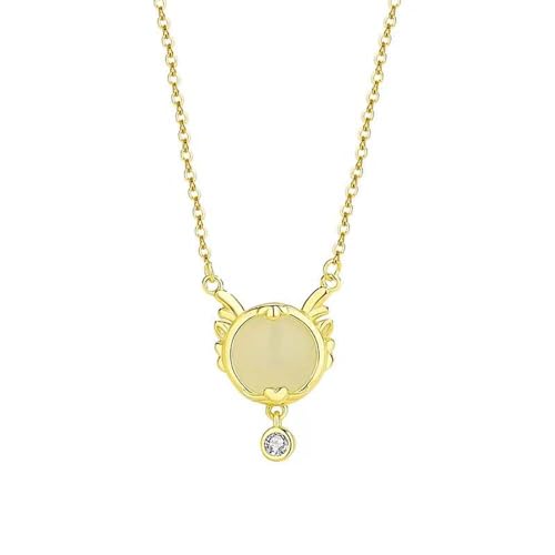 Collier dragon de jade véritable et argent sterling doré bijoux de luxe pour femme