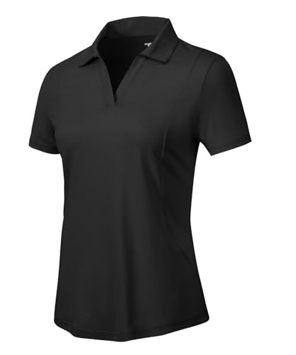 YSENTO Camisas polo femininas com gola V FPS 50+ proteção solar stretch dry fit manga curta gola, Pr