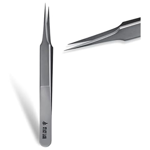 Stacy Lash STL-4 Isolation Eyelash Extension Tweezers/Supplies for Classic Extensions & Individual False Mink Lashes/Precision Eyelashes Separator Tool/Beauty Accessories/Sharp Tweezer Tip Cover
