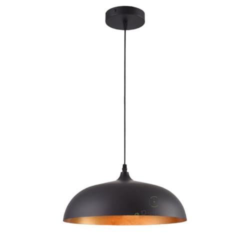 TOT ELECTRIC Lampadario a sospensione stile industriale a campana nero 35cm in metallo con attacco E27 vintage moderno per salotto cucina