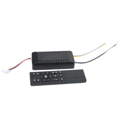 Ventilador de techo mando distancia motor DC 24V transformador luz LED negro 7