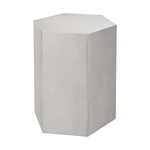COSIEST Concrete Accent Table, Hexagon Patio Side Table 14.5\'\'Wx20\'\'H, Modular Design Indoor Outdoor End Table, Light Grey