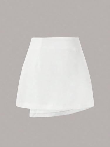 WDIRARA Women's Casual Wrap Mini Skirt High Waist Asymmetrical Hem A Line Skirts2