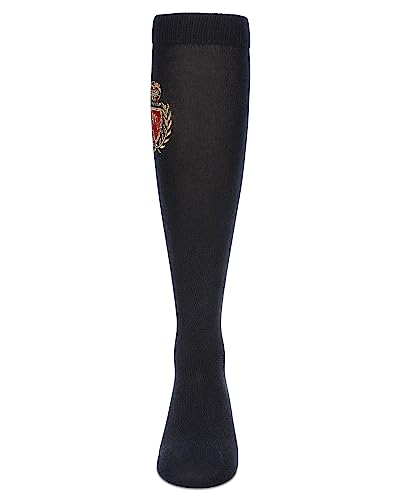 MeMoi Girls' Embroidered Crest Cotton Knee High Socks2