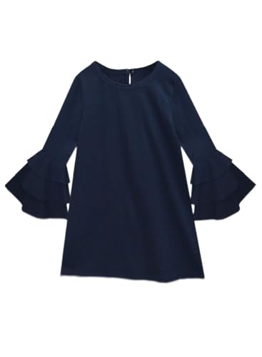Image of A.T.U.N. (ALL THINGS UBER NICE) Girl's Cotton A-Line Knee Length Casual Dress (GDRS ISB NVY Navy Blue 11-12 Years)