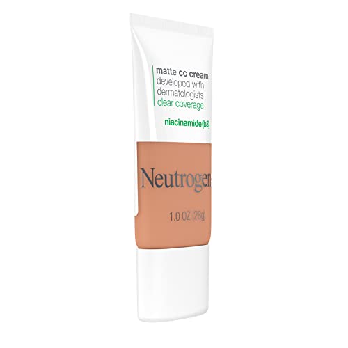 Neutrogena Clear Coverage Flawless Matte CC Cream, Full-Coverage Color Correcting Cream Face Makeup