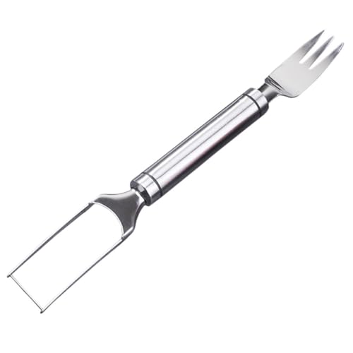 NUOBESTY Affettatrice per Anguria in Acciaio Inox 2 in 1 Forchetta Utensile Portatile per Tagliare la Frutta Strumento Manuale per Casa e Campeggio Taglia-Anguria Compatto e Sicuro per
