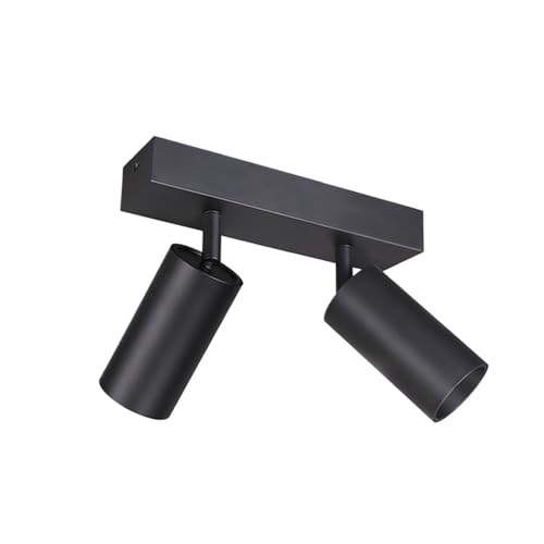 TCHAUSGZOZ Focos LED for sala de estar montados en superficie, lámparas techo antideslumbrantes doble cabezal combinadas, luces dormitorio CRI alto for el hogar, pasillo luz neutra(Black,7w*2)