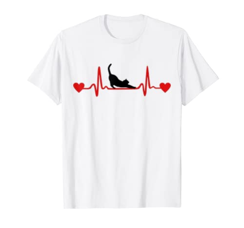 Linda camiseta de gato Heartbeat Camiseta