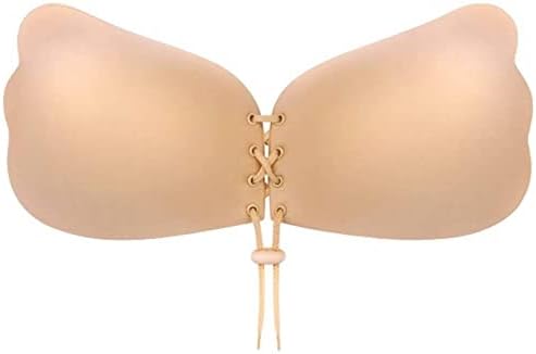 MITALOO Sticky Push Up Adhesive Invisible Backless Bra Magic Nipple Covers Strapless Bra Beige