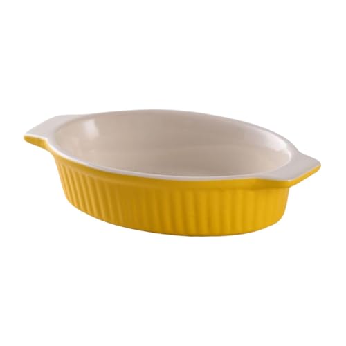 Sharplace Fuente de Horno de Cerámica de, Accesorios de Cocina, Sartén Grande para Lasaña Profunda para Horno para Uso Diario, para Cocinar Pasteles, Amarillo, Oval