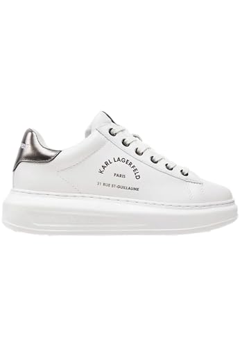 KARL LAGERFELD Zapatillas Deportivas Kapri Maison Color Blanco con Talonera en Plata Envejecida (Blanco, Sistema Tallas Calzado EU, Adulto, Números, Mediano, 40)