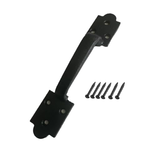 Image of 9 Inch Spade Barn Door Handle - Black Cast Iron Pull for Sliding Doors, Gates, Sheds, Fences, Closets - Indoor Outdoor Farmhouse Hardware
