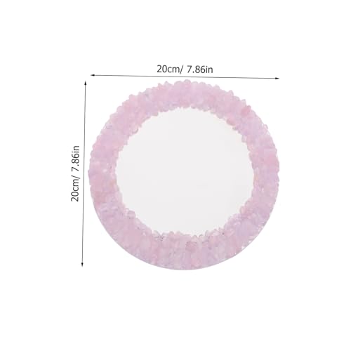 Espejo de maquillaje decorativo cristal portátil rosa miniatura 2