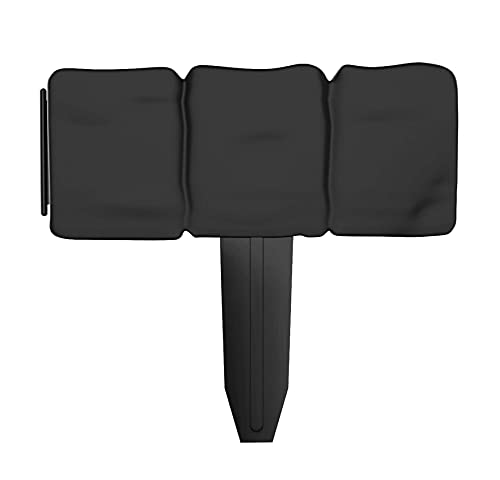 Plastic Garden Edging Stone-Look Border- Decorative Flower Bed Fence for Landscaping, 10 Pieces of Black Interlocking Lawn Stakes (8’)