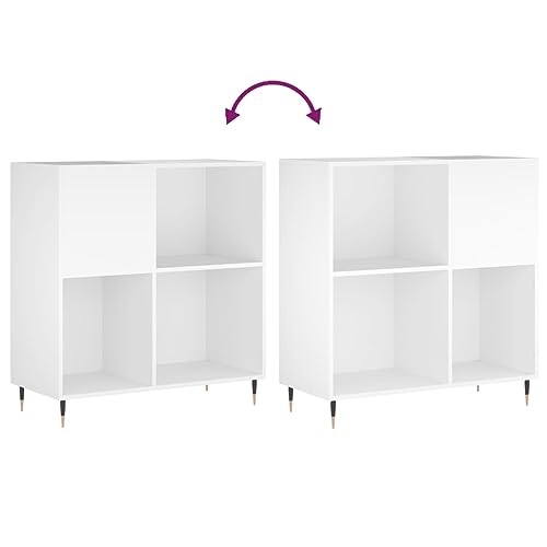 Vidaxl Mobile Porta Dischi Bianco 84,5X38X89 Cm In Legno Multistrato - 4