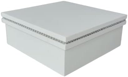 Caixa MDF com Strass 17x17x7 cm Branca Fosca para Presente, Lembr...