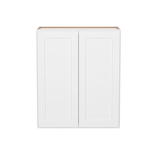 Image of Furinno Shaker Wall Kitchen Cabinet 2-Doors-2 Shelves, Ready to Assemble, 12 D x 30 W x 36 H, White