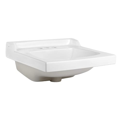 Image of Fine Fixtures Ceramic Bathroom Sink Top with Raised Back - Fits Standard 18 inch Vanity Sink Basin for Small Bathroom Vanity (20 inch x 18 inch), High Gloss Finish, 3 - Hole Faucet Compatible.