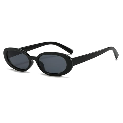 Retro Oval Sunglasses for Women Men Trendy Small Oval Shaped Sun Glasses 90's Vintage Shades