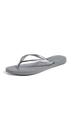 Havaianas Women's Slim Flip Flops Sandals - Steel Grey, 7/8