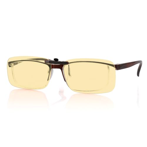 Image of Clip-on Blue Blocking Eye Wear Glasses | Anti-Fatigue & Eyestrain Relief for Men and Women | Amber Nighttime