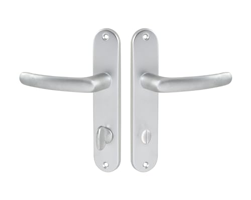Vachette Set de Poignée de Porte sur Petite Plaque - Version à Condamnation Portes WC/SDB, Entraxe 165 mm - Système de Pose Facile - en Aluminium Résistant...