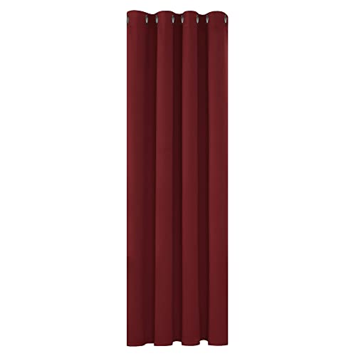 Deconovo Rideaux Occultants Isolant Thermique Anti Froid, Rideaux pour Chambre Fille, Design Moderne à Oeillets, 140x240 CM (Largeur x Hauteur), No?l Rouge Foncé, 1Pièces