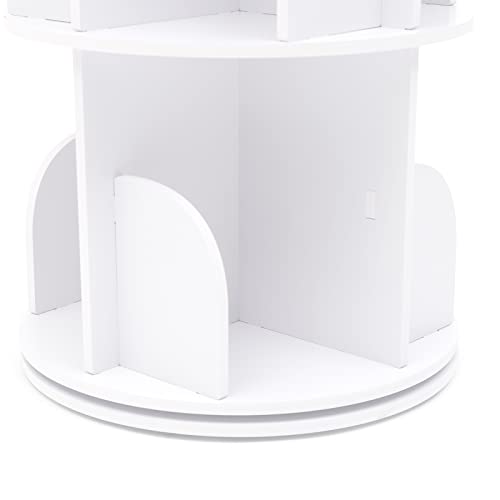 Happcucoe Bookcase 360° Rotating Bookshelf Floor Standing Organizer Storage Shelf Display Rack For Living Room Study Room Bedroom Home Office (White 4 Tiers) #TOP5