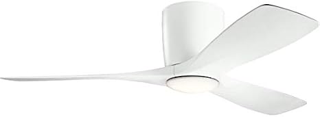 Kichler Volos 48 Indoor Ceiling Fan with LED Light and Wall Control in Matte White, Contemporary Ceiling Fan with Light, 300032MWH