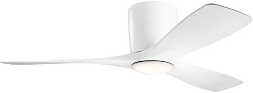 Kichler Volos 48 Indoor Ceiling Fan with LED Light and Wall Control in Matte White, Contemporary Ceiling Fan with Light, 300032MWH