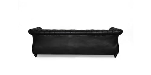 Image of Modern and Stylish 3 Seater Chesterfield Luxury Sofa with Valvet and Fabric Comfortable Sofa for Living Room, Dining Room, Hallway, and Office-(Black).