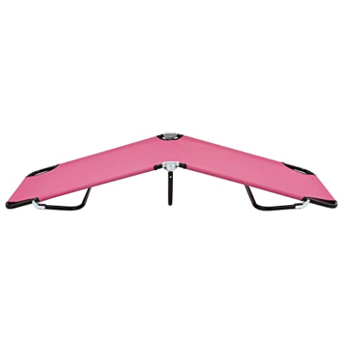 Chaise Longue Pliante Rose Extérieur Transat de Bronzage Portable - 4
