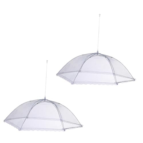 UKCOCO 2 Piezas Cubierta Plegable para Alimentos de Mesa con Malla Sombra Antimoscas para Cocina y Jardín Funda de Comida Resistente y Reutilizable Color Aleatorio Color Aleatorio